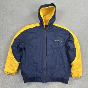 VTG 90s Nike Team Michigan Wolverines Puffer Jacket Men Large Maize Blue Hooded